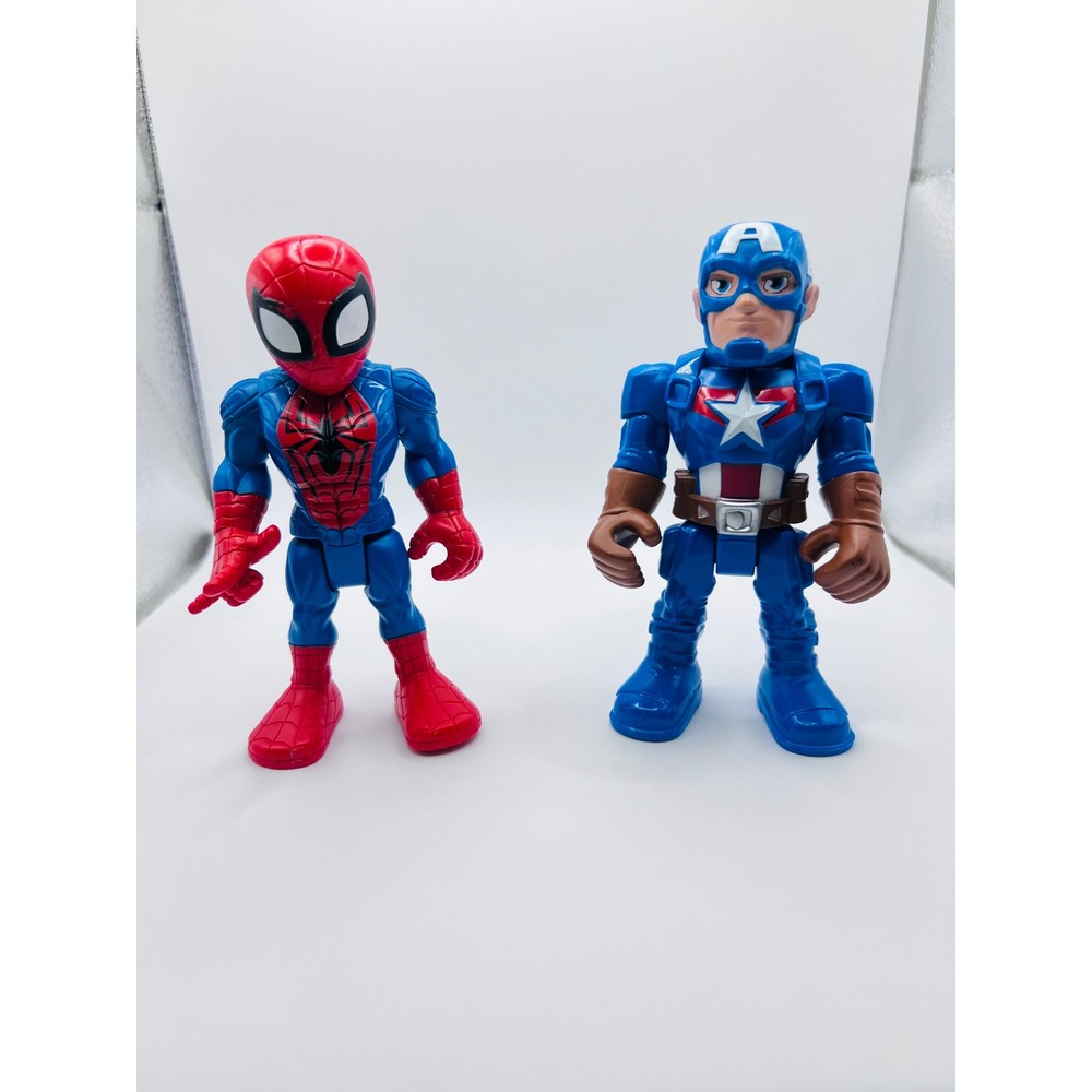 Playskool Heroes Marvel Superhero Adventures Spider-Man + Captain America 5" Lot